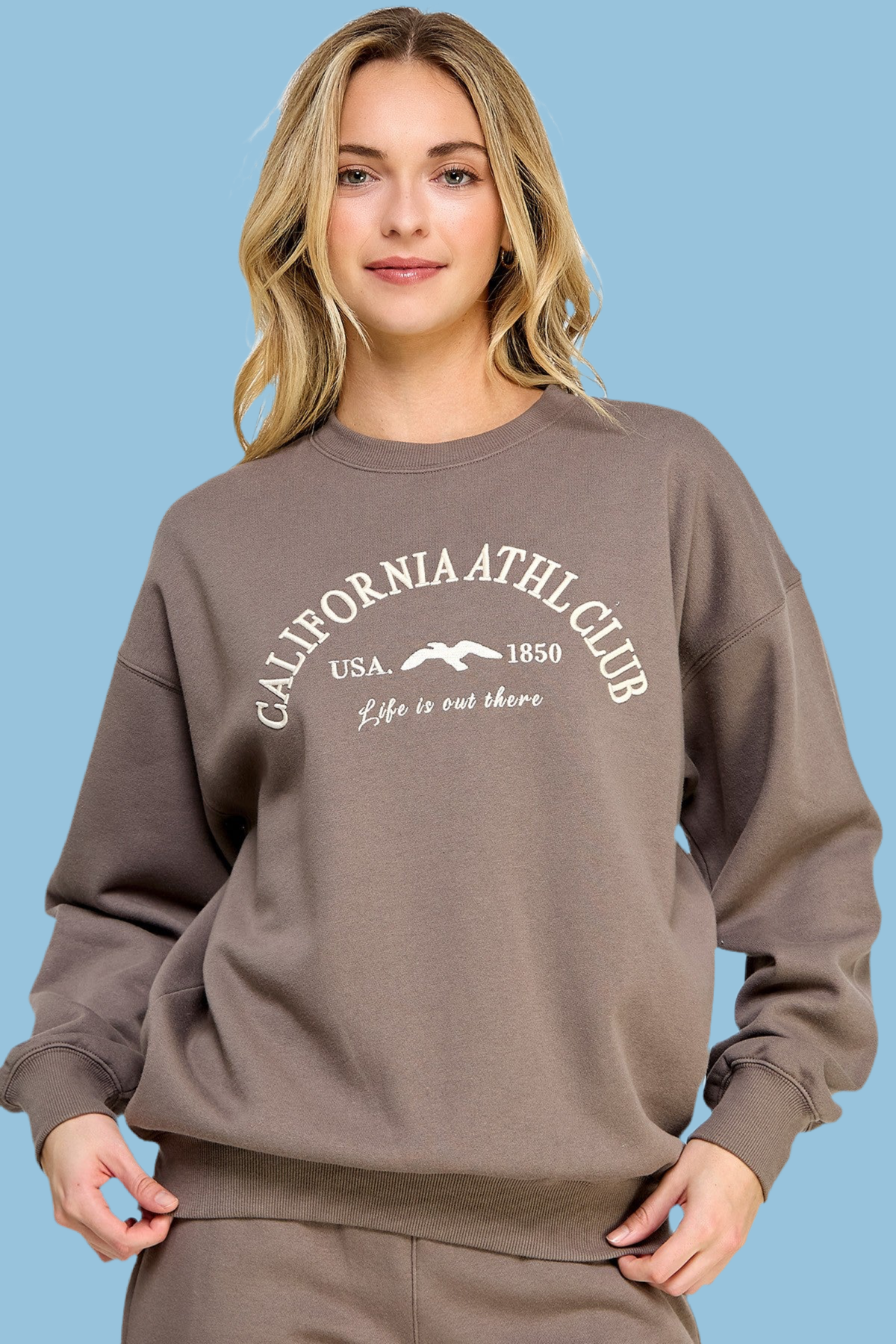 FLEECE RELAXED FIT OVERSIZED SWEATSHIRT WITH EMB.