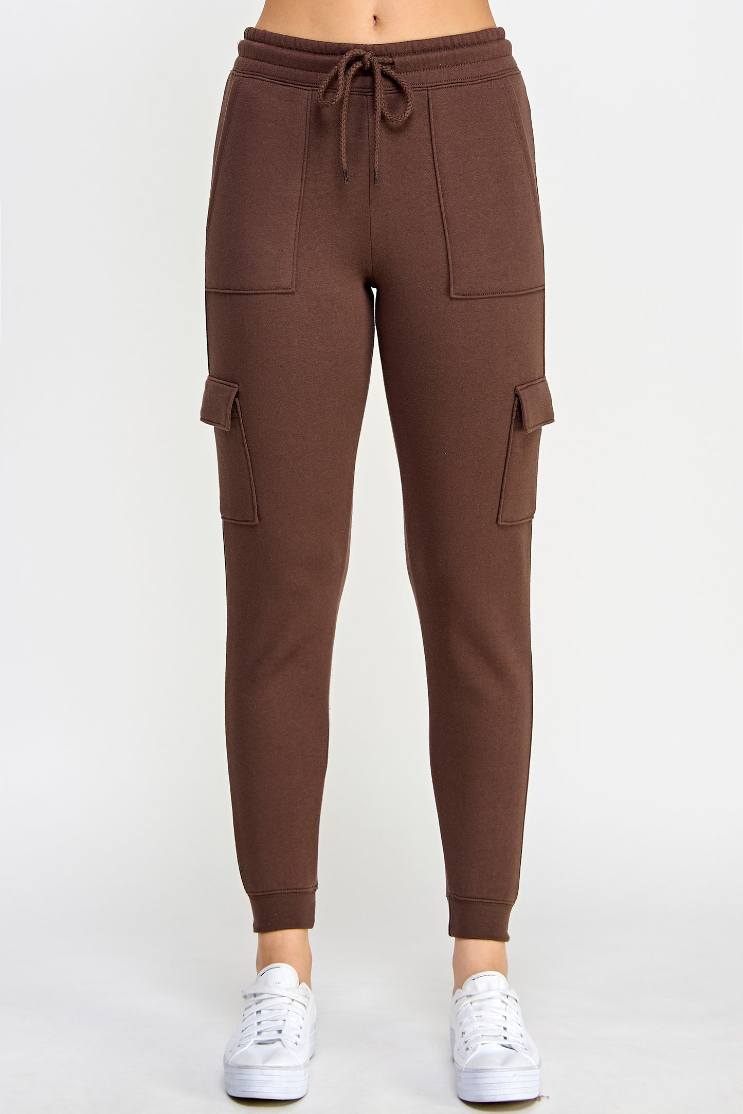 FLEECE HIGH RISE CARGO JOGGER PANTS