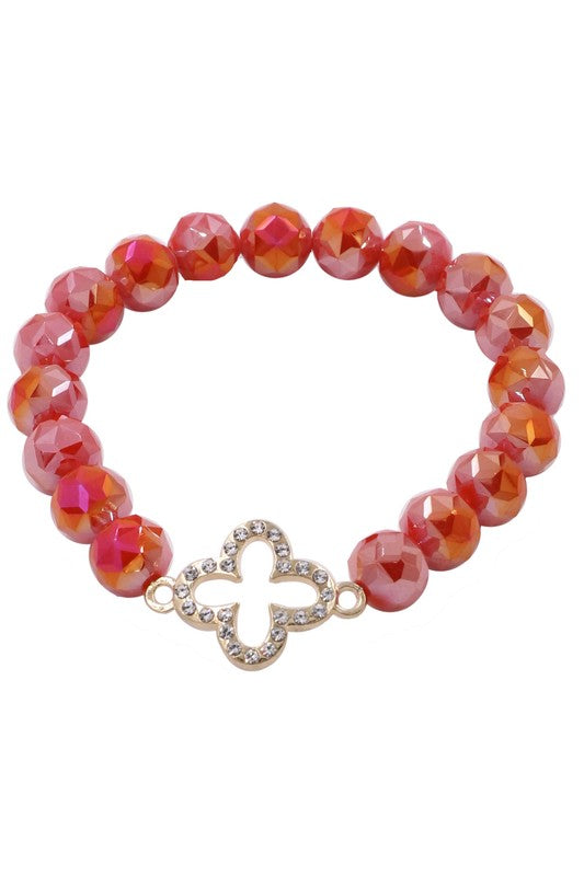 Metal Quatrefoil Bead Stretch Bracelet