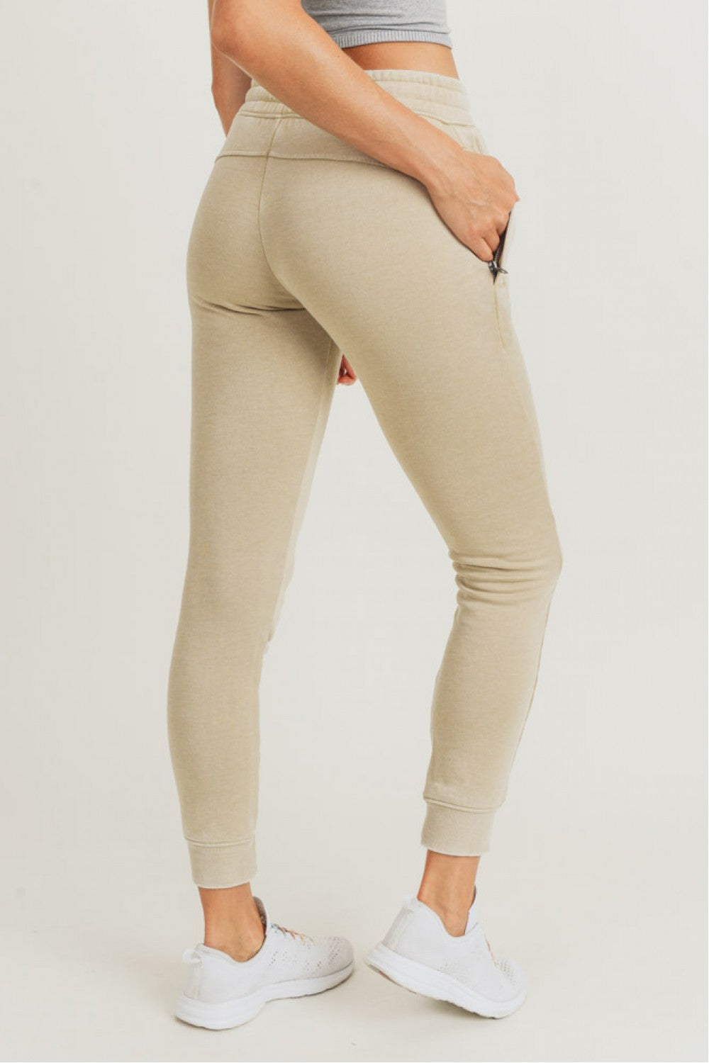 Skinny Fleece Joggers with Zippered Pockets