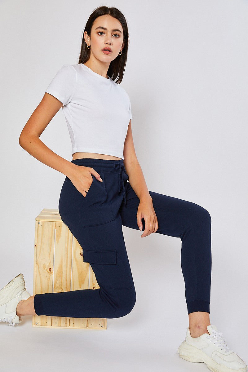 PANTALON DE JOGGING CARGO TAILLE HAUTE EN POLAIRE