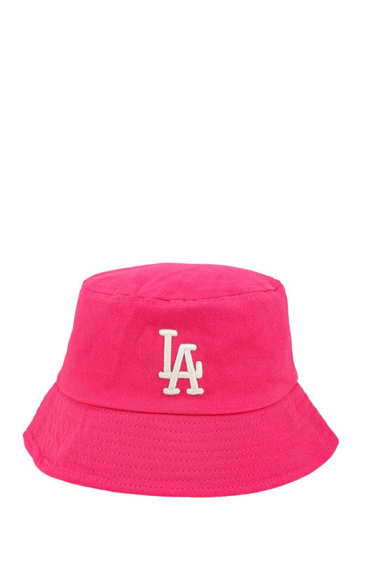 LA 3D White Embroidery Bucket Hat