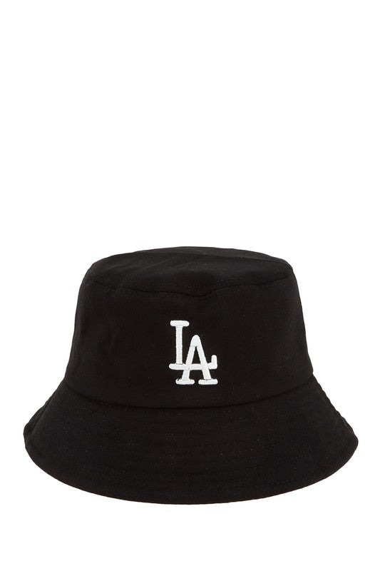 LA 3D White Embroidery Bucket Hat