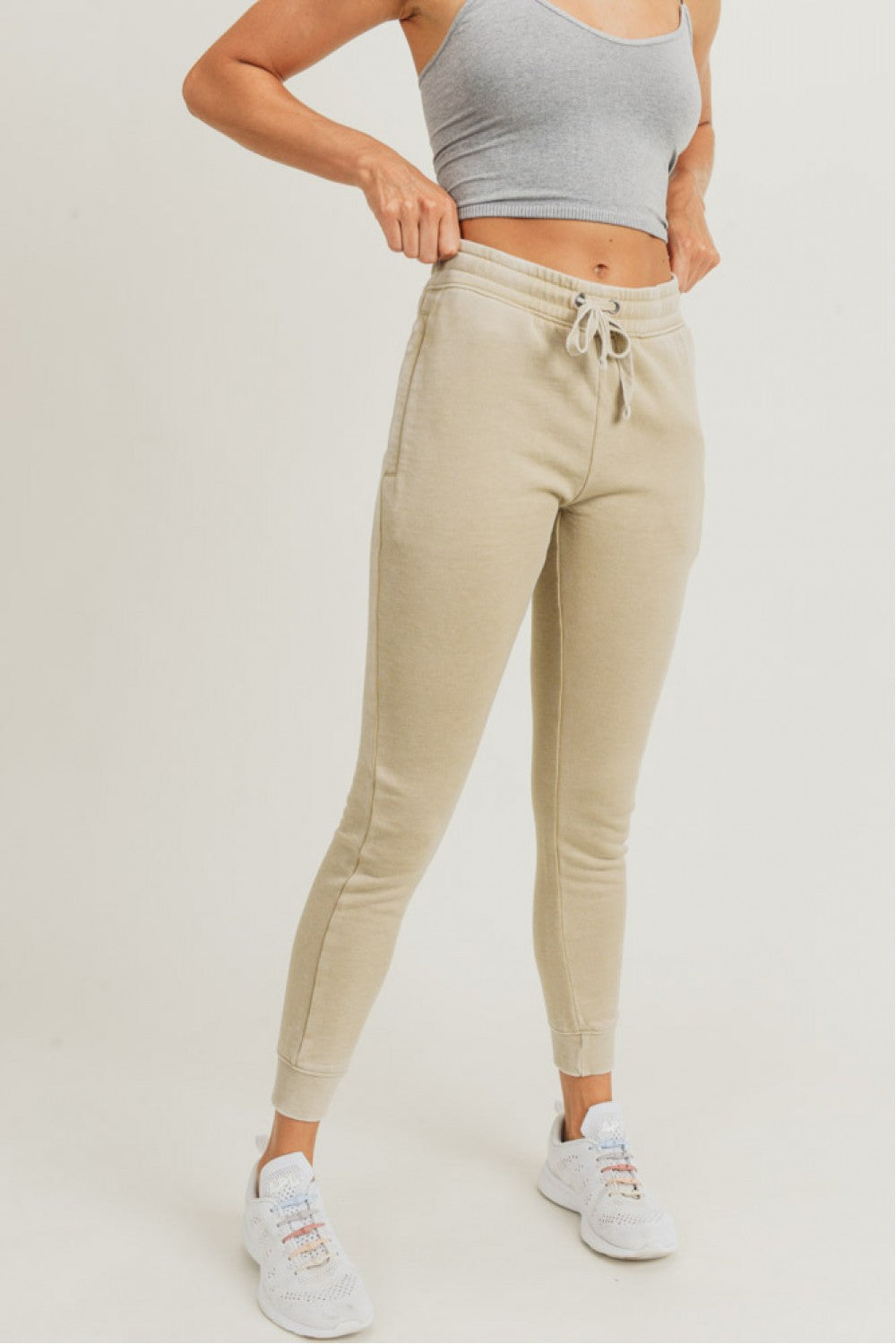 Skinny Fleece Joggers with Zippered Pockets